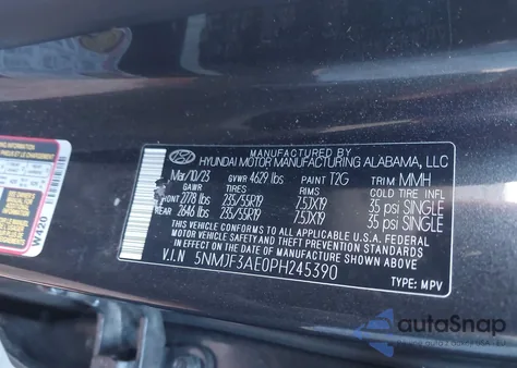 2023 Hyundai Tucson Sel from USA, damaged, VIN 5NMJF3AE0PH245390